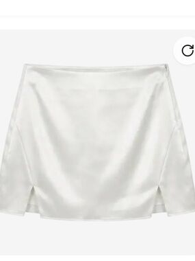 Endless Rose White Satin Mini Skirt with Double Front Slits